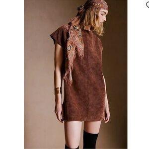 Free People Sawyer Mini Vegan Suede‎ Dress Color: Chicory Coffee Size XS